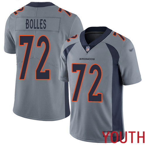 Youth Denver Broncos #72 Garett Bolles Limited Silver Inverted Legend Football NFL Jersey
